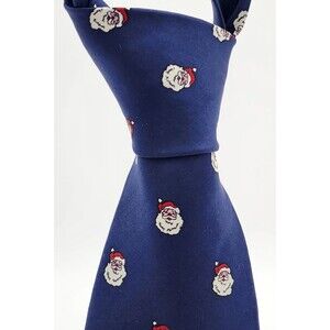 Fabio Men’s Navy Blue Santa Holiday Festive Silk Neck Tie